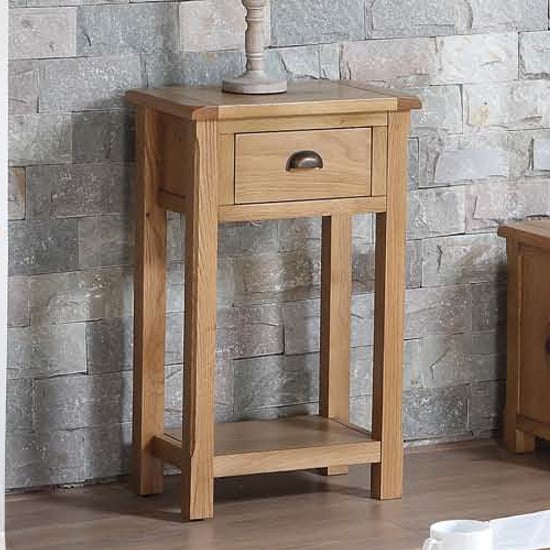 Photo of Trevino console table in oak with 1 drawer