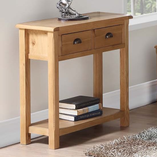 Photo of Trevino console table in oak with 2 drawers