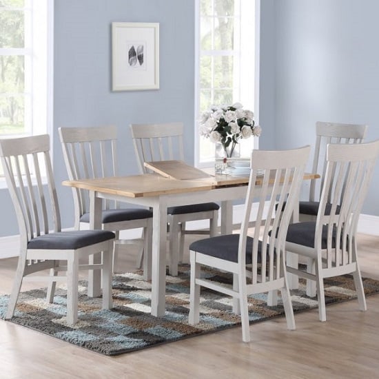 Trevino Dining Table In Antique Grey With Four Chairs Trevino Dining Table In Antique Grey With Four Chairs