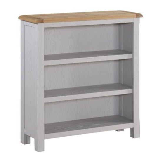 Read more about Trevino low bookcase in antique grey painted