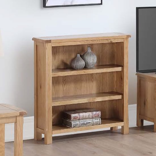 Product photograph of Trevino Low Bookcase In Oak With 2 Shelves from Furniture in Fashion