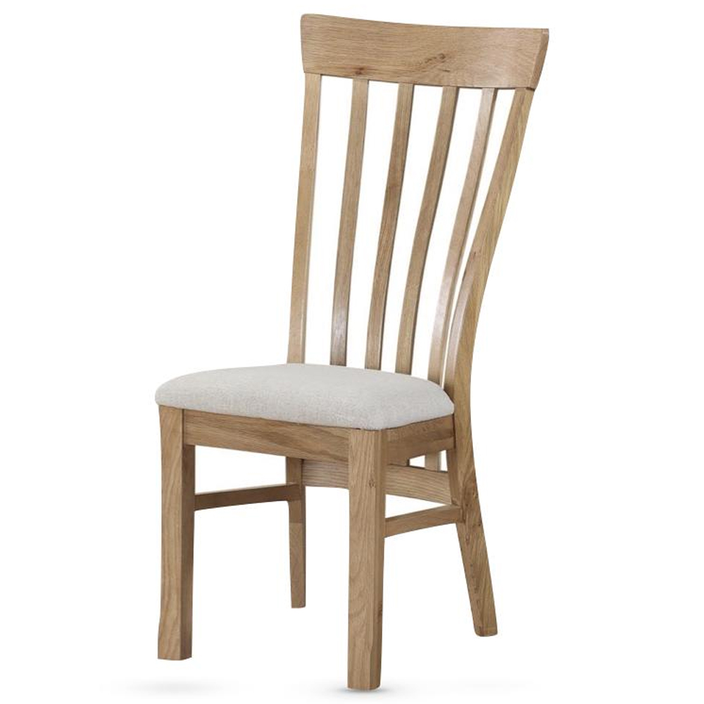 Trevino Oak Wooden Dining Chairs With Fabric Seat In Pair