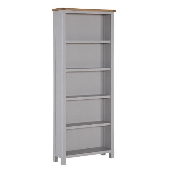 Read more about Trevino tall bookcase in antique grey painted