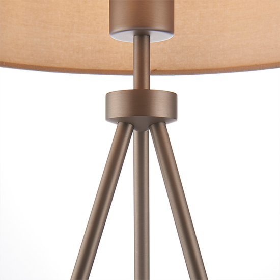 Tri Grey Linen Mix Fabric Shade Table Lamp In Matt Nickel