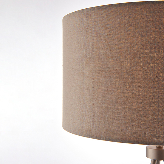 Tri Grey Linen Mix Fabric Shade Table Lamp In Matt Nickel