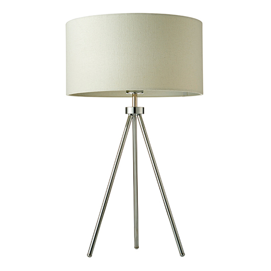 Tri Ivory Linen Mix Fabric Shade Table Lamp In Polished Chrome