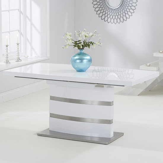Triangulum Extending High Gloss Dining Table In White_2