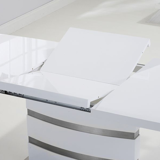 Triangulum Extending High Gloss Dining Table In White_5