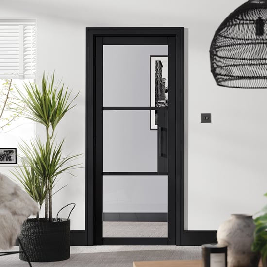 Read more about Tribeca clear glazed 1981mm x 686mm internal door in black