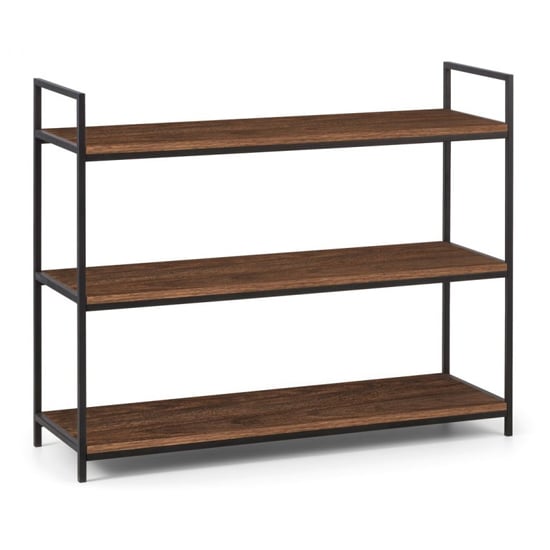 Tacita Low Wooden Bookcase With 3 Shelves In Walnut