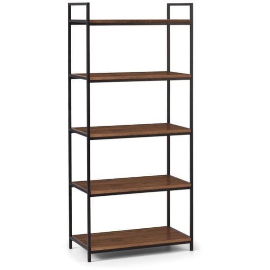 Tacita Tall Wooden Bookcase With 5 Shelves In Walnut