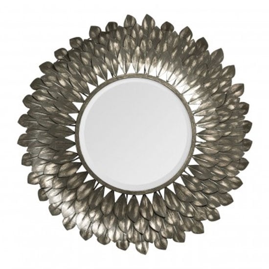 Product photograph of Tribes Round Wall Bedroom Mirror In Antique Grey Frame from Furniture in Fashion