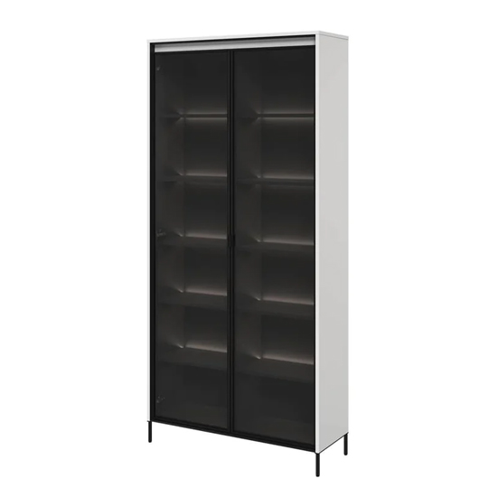Trier Display Cabinet 2 Glass Doors In Matt White With LED
