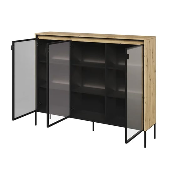Trier Display Cabinet 3 Glass Doors In Artisan Oak With LED