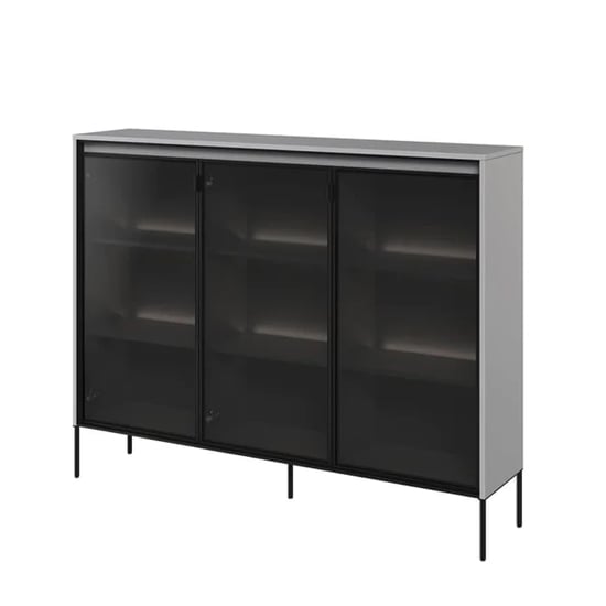 Product photograph of Trier Display Cabinet 3 Glass Doors In Matt Grey With Led from Furniture in Fashion