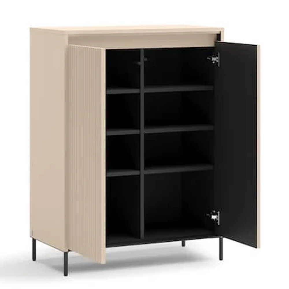 Trier Wide Wooden Hallway Cabinet With 2 Doors In Beige And LED