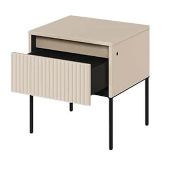 Trier Wooden Bedside Cabinet With 1 Drawer In Beige