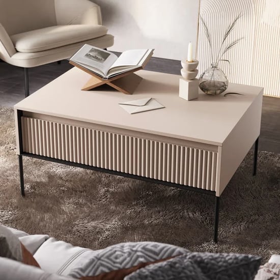 Read more about Trier wooden coffee table with 1 drawer in beige