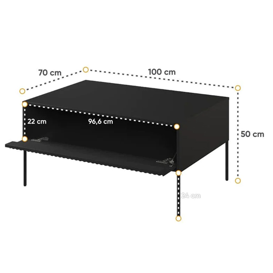 Trier Wooden Coffee Table With 1 Drawer In Matt Black