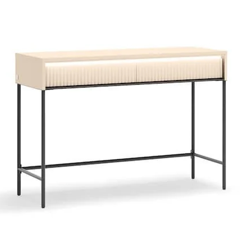 Trier Wooden Dressing Table With 2 Drawers In Beige And LED