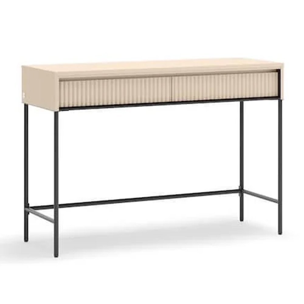 Trier Wooden Dressing Table With 2 Drawers In Beige And LED
