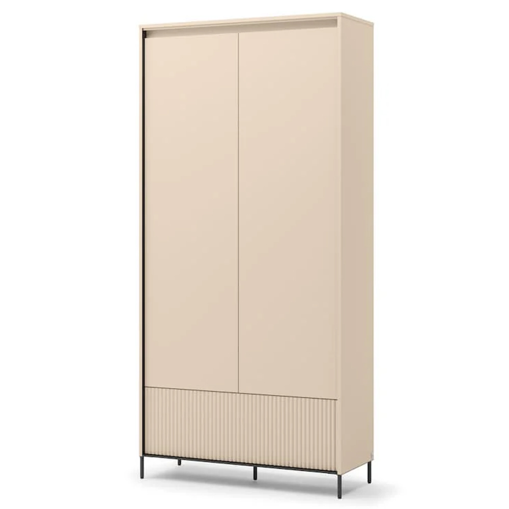 Trier Wooden Hallway Cabinet With 2 Doors 1 Drawer In Beige And LED