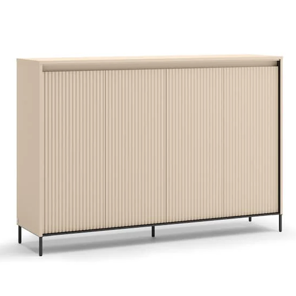 Trier Wooden Hallway Cabinet With 4 Doors In Beige And LED