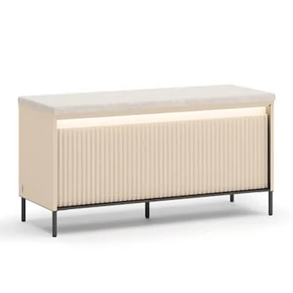 Trier Wooden Hallway Seating Bench In Beige And LED