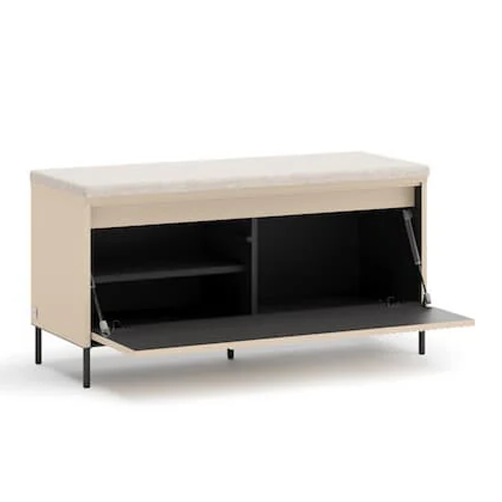 Trier Wooden Hallway Seating Bench In Beige And LED