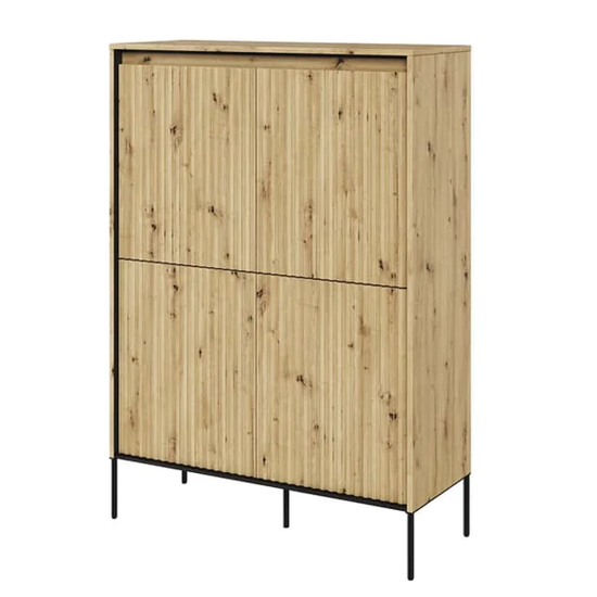 Trier Wooden Highboard With 4 Doors In Artisan Oak