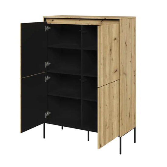 Trier Wooden Highboard With 4 Doors In Artisan Oak