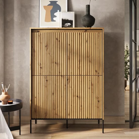 Read more about Trier wooden highboard with 4 doors in artisan oak