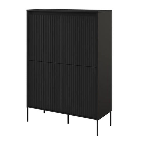 Product photograph of Trier Wooden Highboard With 4 Doors In Matt Black from Furniture in Fashion