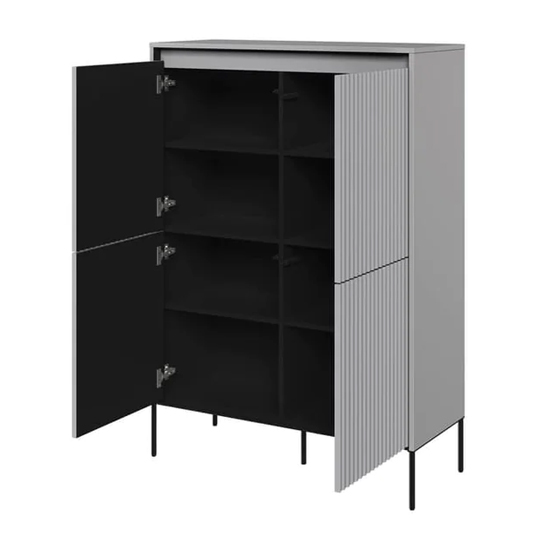 Trier Wooden Highboard With 4 Doors In Matt Grey