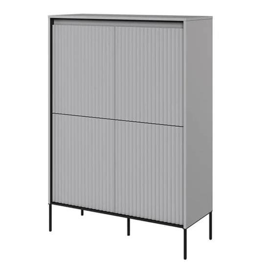 Product photograph of Trier Wooden Highboard With 4 Doors In Matt Grey from Furniture in Fashion