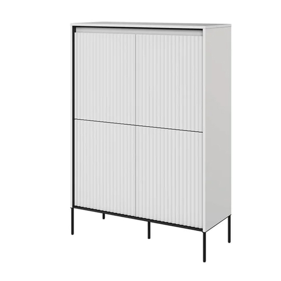 Trier Wooden Highboard With 4 Doors In Matt White