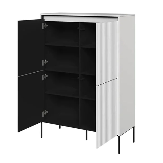 Trier Wooden Highboard With 4 Doors In Matt White