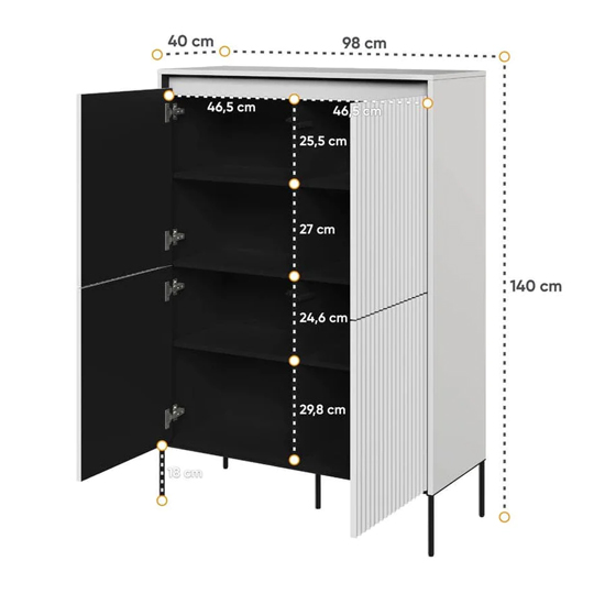 Trier Wooden Highboard With 4 Doors In Matt White