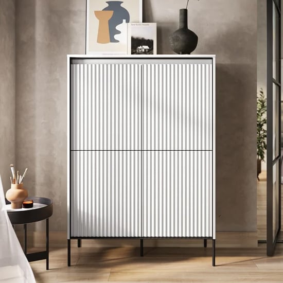 Read more about Trier wooden highboard with 4 doors in matt white