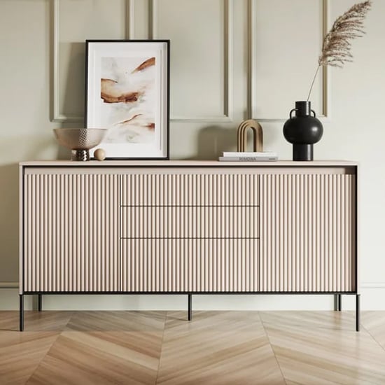 Trier Wooden Sideboard With 2 Doors 3 Drawers In Beige