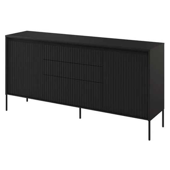 Trier Wooden Sideboard With 2 Doors 3 Drawers In Matt Black