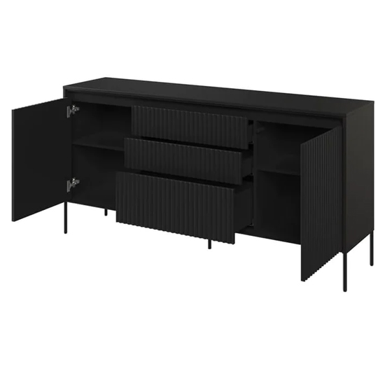 Trier Wooden Sideboard With 2 Doors 3 Drawers In Matt Black