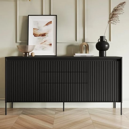 Read more about Trier wooden sideboard with 2 doors 3 drawers in matt black