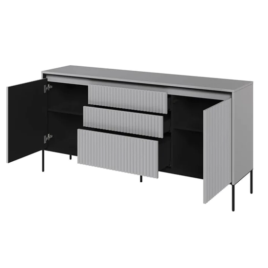 Trier Wooden Sideboard With 2 Doors 3 Drawers In Matt Grey