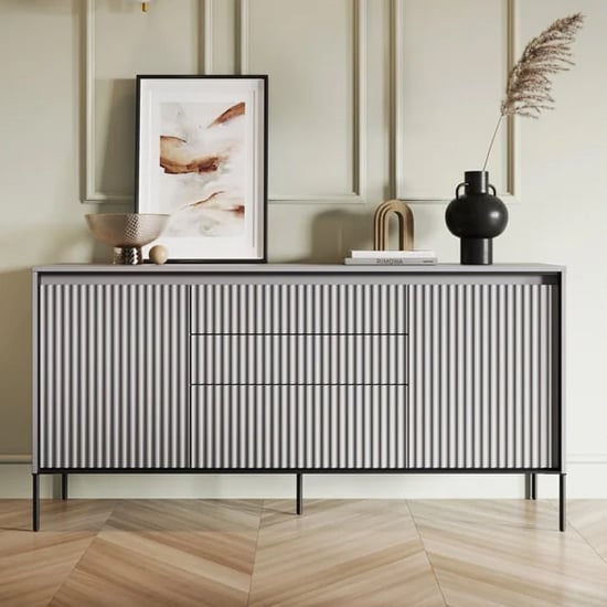 Product photograph of Trier Wooden Sideboard With 2 Doors 3 Drawers In Matt Grey from Furniture in Fashion