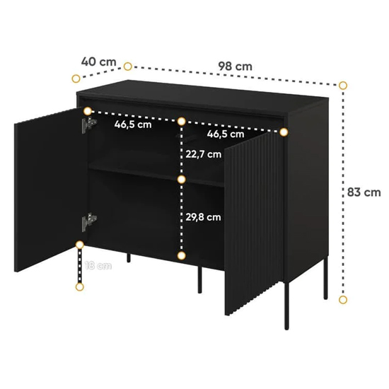 Trier Wooden Sideboard With 2 Doors In Matt Black