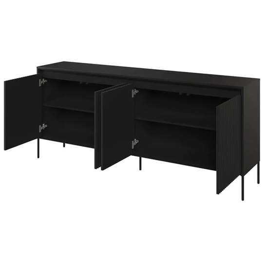Trier Wooden Sideboard With 4 Doors In Matt Black
