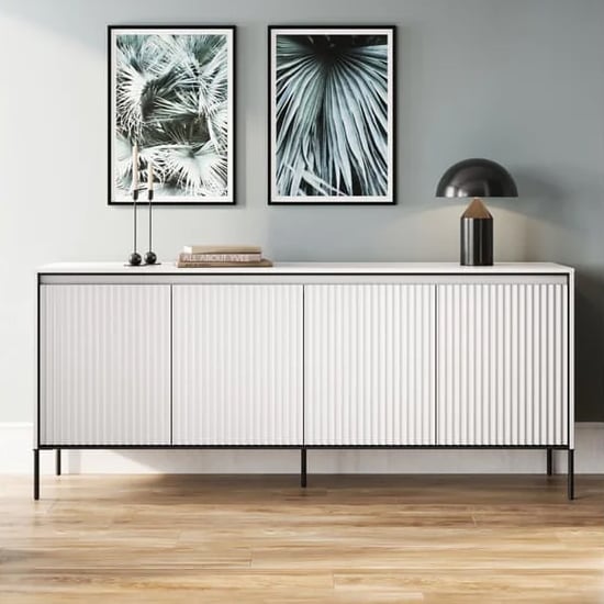 Product photograph of Trier Wooden Sideboard With 4 Doors In Matt White from Furniture in Fashion