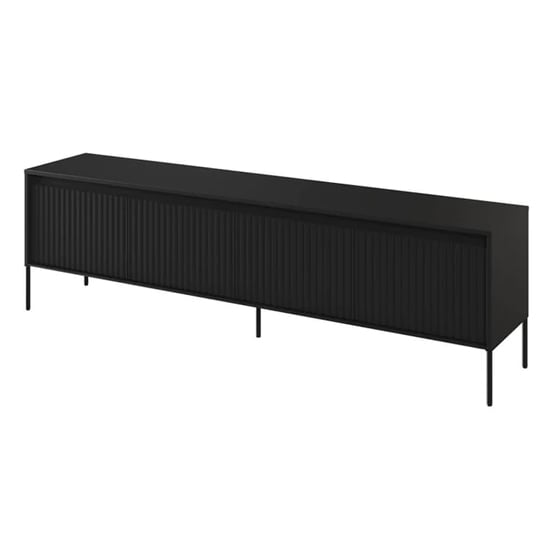 Trier Wooden TV Stand Large With 4 Doors In Matt Black