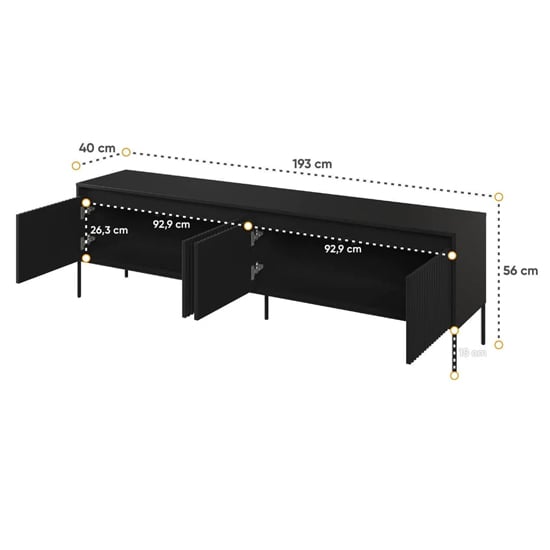 Trier Wooden TV Stand Large With 4 Doors In Matt Black